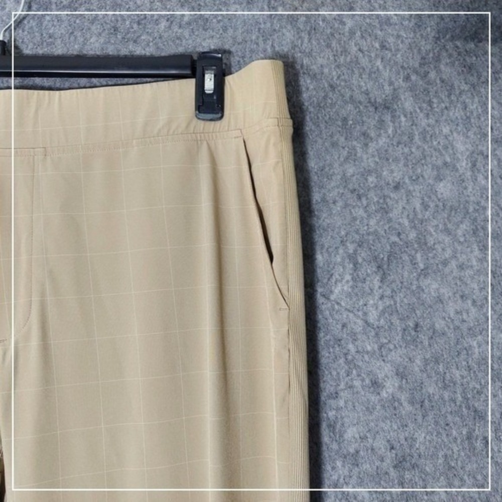 Athleta Brooklyn Pants Plus 20 Tan Windowpane Travel Stretch Tapered Pull On - Picture 3 of 11
